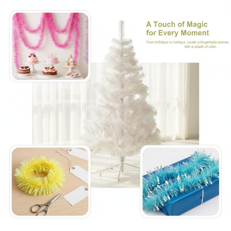 Light Green Iridescent Hologra - Tinsel Garland Decoration recension och pris