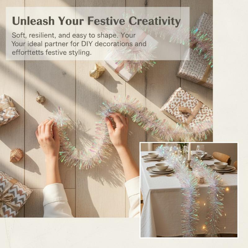 Light Green Iridescent Hologra - Tinsel Garland Decoration recension och pris