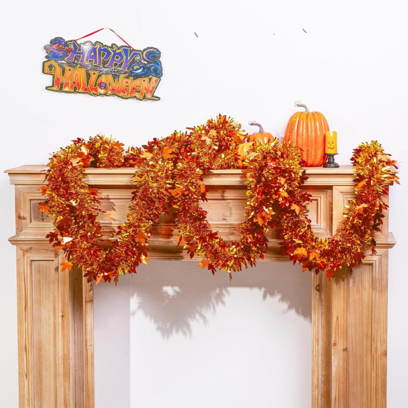 2pcs Thanksgiving Fall Maple L - Tinsel Garland Decoration recension och pris