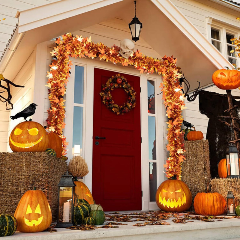 2pcs Thanksgiving Fall Maple L - Tinsel Garland Decoration recension och pris