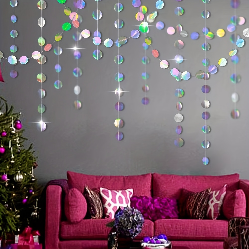 1pc Shimmering Iridescent Circ - Tinsel Garland Decoration recension och pris