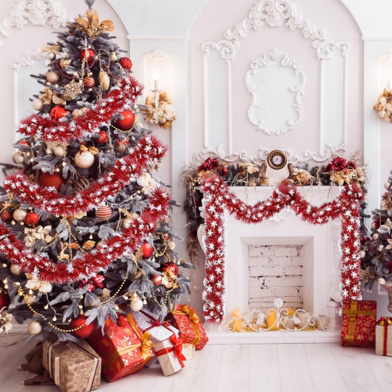 1pc Christmas Tinsel Snowflake - Tinsel Garland Decoration recension och pris