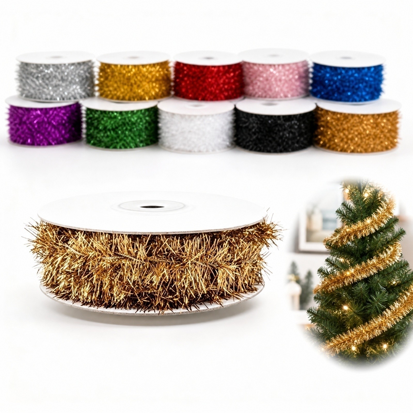 Plastic Wire Garland 5m Long 9 - Tinsel Garland Decoration recension och pris